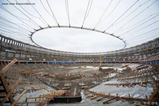 Через три дня завершится крепление первой части крыши стадиона «Краснодара»